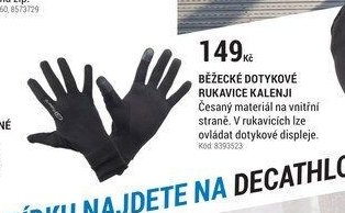 BĚŽECKÉ DOTYKOVÉ RUKAVICE KALENJI
