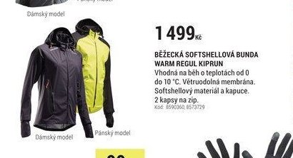 BĚŽECKÁ SOFTSHELLOVÁ BUNDA WARM REGUL KIPRUN