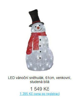 LED vánoční sněhulák, 61cm, venkovní, studená bílá