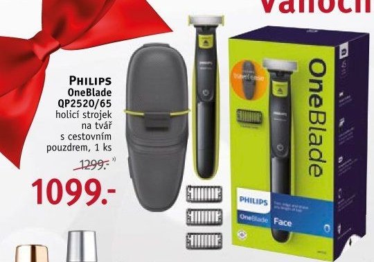 PHILIPS OneBlade QP2520/65 holicí strojek na tvář s cestovním pouzdrem
