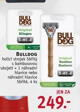 BULLDOG holicí strojek 5břitý s bambusovou rukojetí + 1 náhradní hlavice nebo náhradní hlavice 5břité, 4 ks