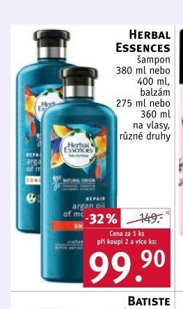 Herbal Essences šampon 380 ml nebo 400 ml, balzám 275 ml nebo 360 ml na vlasy, různé druhy