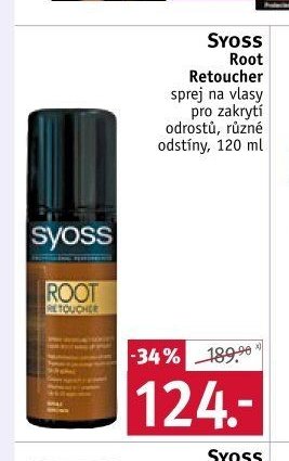 SYOSS Root Retoucher sprej na vlasy pro zakrytí odrostů, různé odstíny, 120 ml