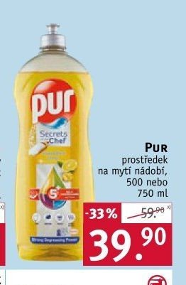 PUR prostředek na mytí nádobí, 500 nebo 750 ml