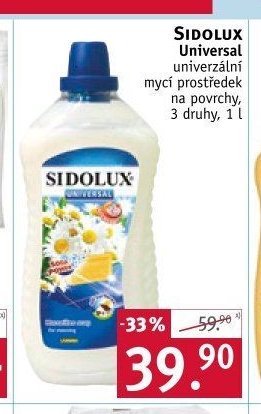SIDOLUX Universal univerzální mycí prostředek na povrchy, 3 druhy, 1 l