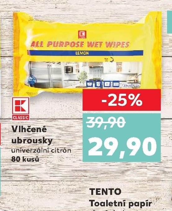 TENTO Vlhčené ubrousky univerzální citrón 80 kusů