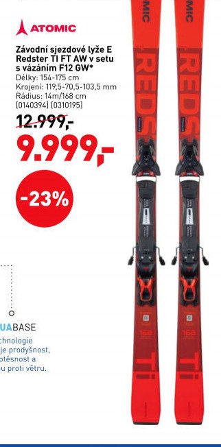Závodní sjezdové lyže E Redster TI FT AW v setu s vázáním F12 GW