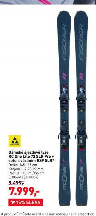 Dámské sjezdové lyže RC One Lite 73 SLR Pro v setu s vázáním RS9 SLR*