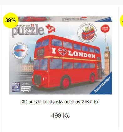 3D puzzle Londýnský autobus 216 dílků