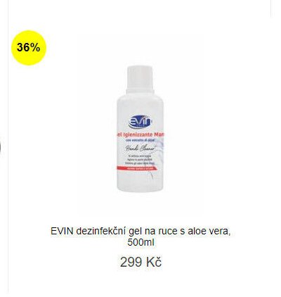 EVIN dezinfekční gel na ruce s aloe vera, 500ml