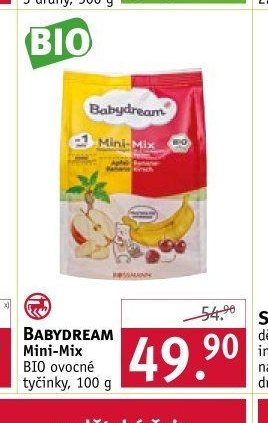 BABYDREAM Mini-Mix BIO ovocné tyčinky, 100 g
