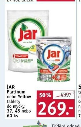 JAR Platinum nebo Yellow tablety do myčky, 37, 45 nebo 60 ks - ROSSMANN drogerie aktualniletaky.eu