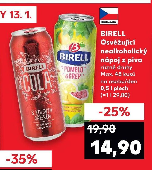 BIRELL Osvěžující nealkoholický nápoj z piva 0,5 l plech