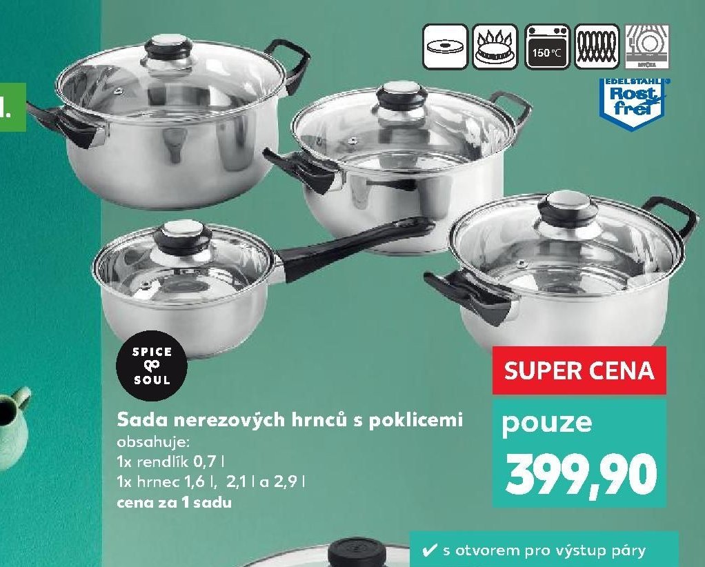 Sada nerezových hrnců s poklicemi