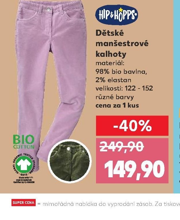 Dětské manžestrové kalhoty