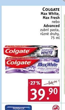 Colgate Max White, Max Fresh nebo Advanced zubní pasta