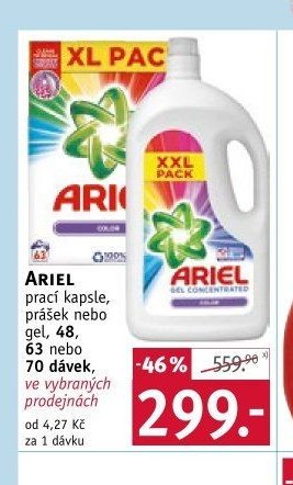 ARIEL prací kapsle, prášek nebo gel