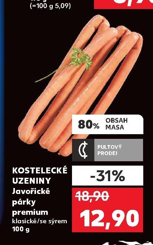 KOSTELECKÉ UZENINY Javořické párky premium
