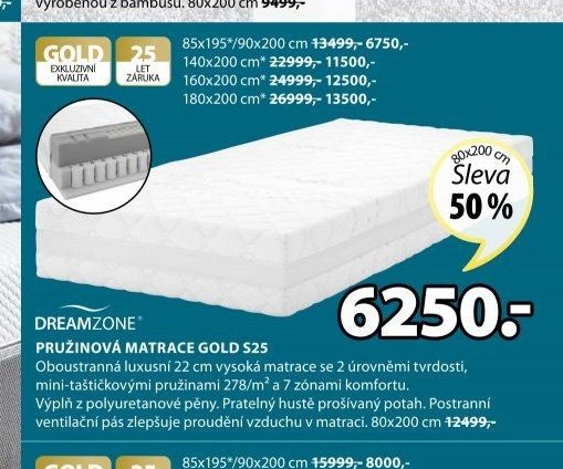 PĚNOVÁ MATRACE GOLD S25