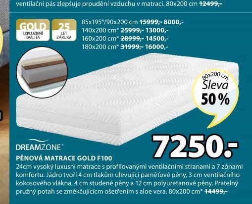 PĚNOVÁ MATRACE GOLD F100