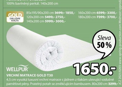 Vrchní matrace Gold T30