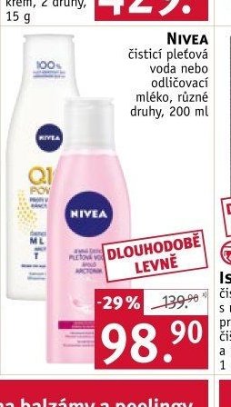 NIVEA čisticí pleťová voda nebo odličovací mléko, různé druhy, 200 ml