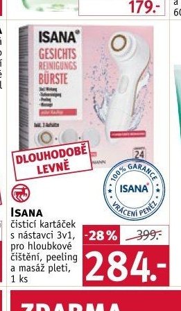 ISANA čisticí kartáček s nástavci 3v1, pro hloubkové čištění, peeling a masáž pleti, 1 ks