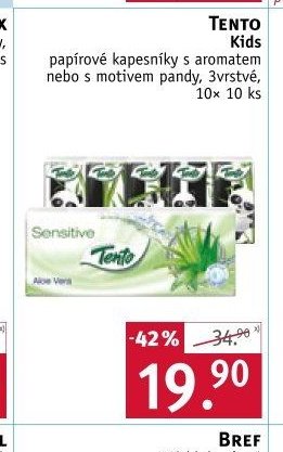 Tento Kids papírové kapesníky s aromatem nebo s motivem pandy, 3vrstvé, 10× 10 ks