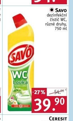 Savo dezinfekční čistič WC, různé druhy, 750 ml