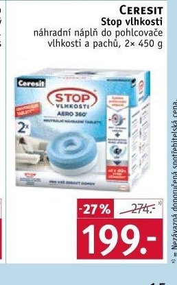 Ceresit Stop vlhkosti náhradní náplň do pohlcovače vlhkosti a pachů, 2× 450 g