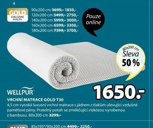 VRCHNÍ MATRACE GOLD T30