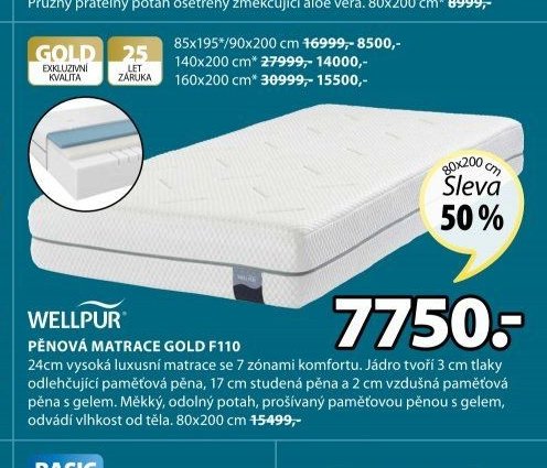 PĚNOVÁ MATRACE GOLD F110