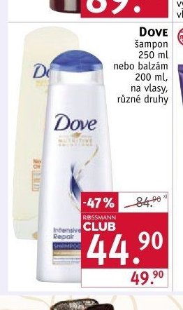 Dove šampon 250 ml nebo balzám 200 ml - ROSSMANN drogerie aktualniletaky.eu