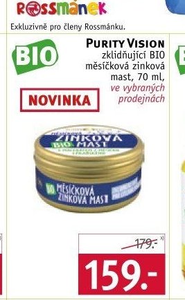 PURITY VISION zklidňující BIO měsíčková zinková mast