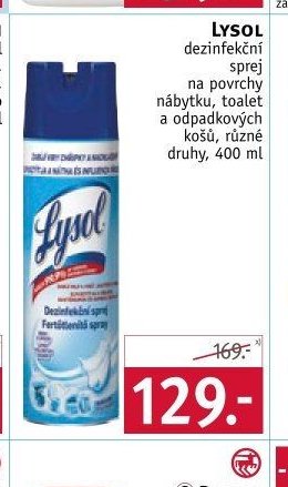 LYSOL dezinfekční sprej na povrchy na nábytku, toalet a odpadkových košů, různé druhy, 400 ml