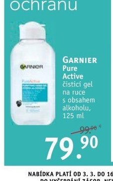 Garnier Pure Active na ruce s obsahem alkoholu, 125 ml