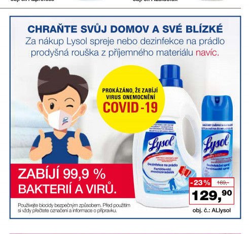 Lysol sprej a dezinfekce