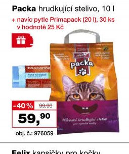 Packa hrudkující stelivo
