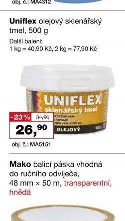 Uniflex olejový sklenářský tmel, 500 g