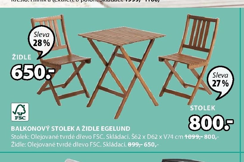 Balkonový stolek a židle EGELUND