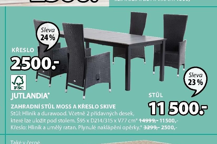 Zahradní stůl MOSS a křeslo SKIVE