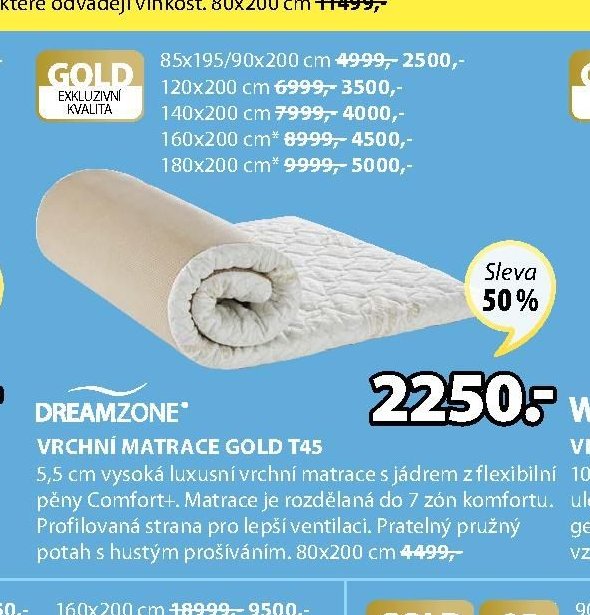 Vrchní matrace GOLD T45