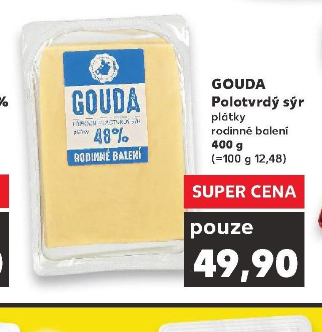 GOUDA Polotvrdý sýr plátky