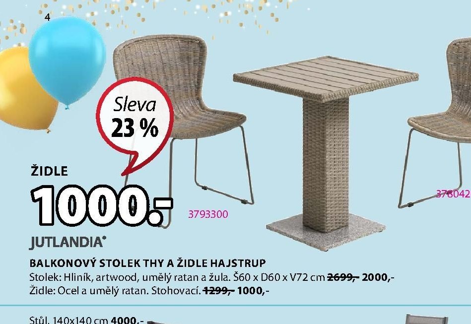 Balkonový stolek THY a židle HAJSTRUP
