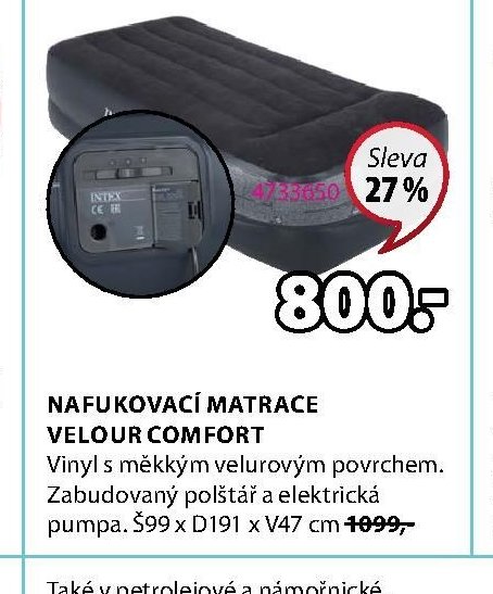 Nafukovací matrace VELOUR COMFORT