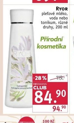 RYOR pleťové mléko, voda nebo tonikum