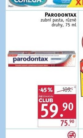 Parodontax zubní pasta, různé druhy