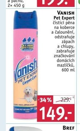 Vanish Pet Expert čistící pěna na koberce a čalounění, 600 ml