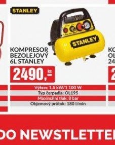 Kompresor bezolejový 6L Stanley