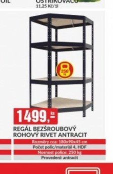 Regál bezšroubový rohový Rivet Antracit